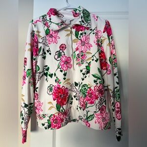 Lilly Pulitzer Pink and Green 1/2 zip Floral Jacket